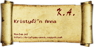 Kristyán Anna névjegykártya